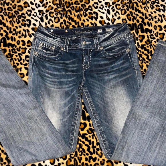 Y2K Miss Me Mcbling Sequin Embellished Low Rise Bootcut Denim Jeans - Picture 3 of 8